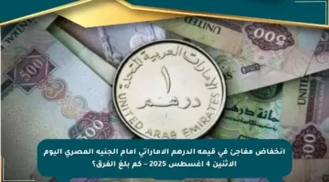 انخفاض مفاجئ في قيمة الدرهم الإماراتي أمام الجنيه المصري اليوم الإثنين 4 أغسطس 2025 – كم بلغ الفرق؟